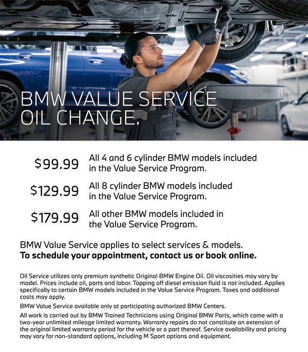 BMW VALUE SERVICE OIL CHANGE.